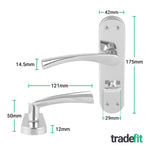 Nola Polished Chrome Lever on Backplate Door Handle - Bathroom - tradefit - 2