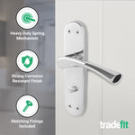 Nola Polished Chrome Lever on Backplate Door Handle Pack - 80mm Bathroom Lock - tradefit - 4
