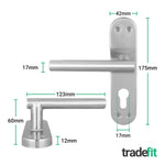 Olbia Satin Nickel Lever on Backplate Door Handle Kit - 80mm Euro Sashlock and Cylinder & Turn - Keyed to Differ - tradefit - 2