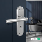 Olbia Satin Nickel Lever on Backplate Door Handle Kit - 80mm Euro Sashlock and Double Cylinder - Master Keyed - tradefit - 6