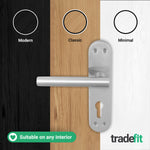Olbia Satin Nickel Lever on Backplate Door Handle Kit - 80mm Euro Sashlock and Double Cylinder - Keyed to Differ - tradefit - 7