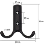Coat Hook Twin Double Robe Modern - 70mm - Matt Black - Pack of 2 - tradefit - 2