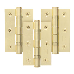 Satin Brass Fire Door Hinges - 3 Inch/76mm - Grade 7 Steel Ball Bearing - Pack of 3 Hinges - tradefit