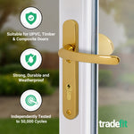 Polished Brass UPVC Lever Pad Door Handles - 92mm PZ Centres - 122mm Fixing Centres - 245 x 34mm - tradefit - 3