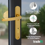 Polished Brass UPVC Lever Pad Door Handles - 92mm PZ Centres - 122mm Fixing Centres - 245 x 34mm - tradefit - 4