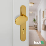 Polished Brass UPVC Lever Pad Door Handles - 92mm PZ Centres - 122mm Fixing Centres - 245 x 34mm - tradefit - 6