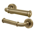 Claro Antique Brass Lever on Rose Door Handles - Heavy Duty - FD30/60 Rated