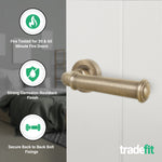 Claro Antique Brass Lever on Rose Door Handles - Heavy Duty - FD30/60 Rated - tradefit - 2