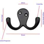 Twin Robe Hook Matt Black Double Hook - Pack of 4 - tradefit - 3