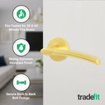 Bosa Satin Brass Lever on Rose Door Handles - Standard Duty FD30/60 Rated - tradefit - 4