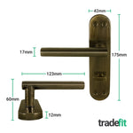 Olbia Antique Brass Lever on Backplate Door Handle Pack – 64mm Bathroom Lock - tradefit - 2