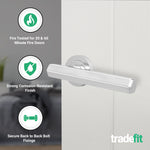 Moreno Polished Chrome Lever on Rose Door Handle Kit - Medium Duty FD30/60 - 76mm Latch - tradefit - 2
