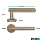 Moreno Antique Brass Lever on Rose Door Handles - Heavy Duty - FD30/60 Rated - tradefit - 4