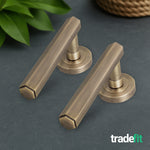 Moreno Antique Brass Lever on Rose Door Handle Kit - 64mm Latch - tradefit - 8