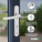 Polished Chrome UPVC Door Handles - 92mm PZ Centres - 122mm Fixing Centres - 245 x 34mm - tradefit - 4