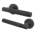 Aurora Matt Black Lever on Rose Door Handles - Heavy Duty - FD30/60 Rated