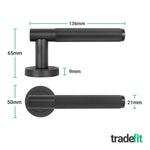 Aurora Matt Black Lever on Rose Door Handle Kit - Medium Duty FD30/60 - 76mm Latch - tradefit - 4
