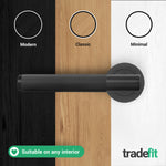 Aurora Matt Black Lever on Rose Door Handle Kit - Medium Duty FD30/60 - 80mm Sashlock - tradefit - 7