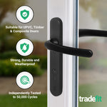 Black UPVC Door Handles - 92mm PZ Centres - 122mm Fixing Centres - 245 x 34mm - tradefit - 3