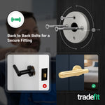 Flores Satin Brass Lever on Rose Door Handle Kit - Medium Duty FD30/60 - 76mm Latch - tradefit - 3