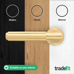 Flores Satin Brass Lever on Rose Door Handle Kit - Medium Duty FD30/60 - 80mm Bathroom Lock - tradefit - 7