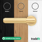 Flores Satin Brass Lever on Rose Door Handle Kit - 64mm Latch - tradefit - 7