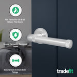 Santana Satin Nickel Lever on Rose Door Handle Kit - Medium Duty FD30/60 - 76mm Latch - tradefit - 2