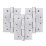 Satin Chrome Fire Door Hinges – 4 Inch/102mm – Grade 11 Steel Ball Bearing – Pack of 3 Hinges - tradefit - 1