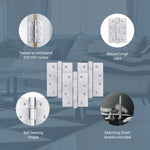 Satin Chrome Fire Door Hinges – 4 Inch/102mm – Grade 11 Steel Ball Bearing – Pack of 3 Hinges - tradefit - 5