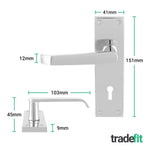 Straight Pattern Polished Chrome Lock Door Handles - Keyhole - tradefit - 2