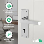 Straight Pattern Polished Chrome Door Handle Pack - 64mm Sashlock - tradefit - 4