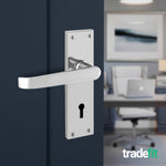 Straight Pattern Polished Chrome Lock Door Handles - Keyhole - tradefit - 4