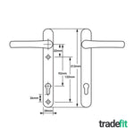 White UPVC Door Handles - 92mm PZ Centres - 122mm Fixing Centres - 212 x 32mm - tradefit - 2