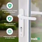 White UPVC Door Handles - 92mm PZ Centres - 122mm Fixing Centres - 212 x 32mm - tradefit - 3