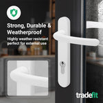 White UPVC Door Handles - 92mm PZ Centres - 122mm Fixing Centres - 212 x 32mm - tradefit - 5