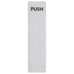 Push Engraved Door Finger Push Plate - 75mm x 300mm - Radius - Satin Stainless - tradefit