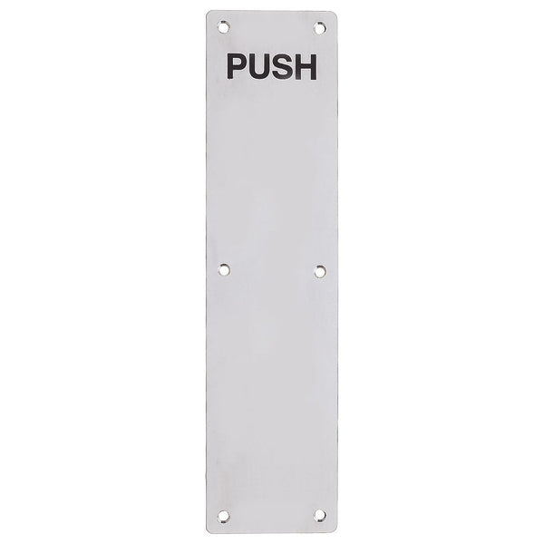 Push Engraved Door Finger Push Plate - 75mm x 300mm - Radius - Satin Stainless - tradefit - Featured Image