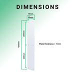 Plain Finger Plate - 425 x 75 x 3mm - Radius Corners - Satin Aluminium - tradefit - 4