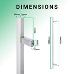 Guardsman Entrance Offset Pull Handles Flat Bar - Back to Back Fix - 1200 x 32mm 1000mm c/c - Satin Stainless Steel - tradefit - 4