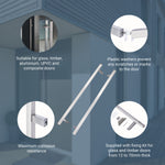 Guardsman Entrance Offset Pull Handles Flat Bar - Back to Back Fix - 1200 x 32mm 1000mm c/c - Satin Stainless Steel - tradefit - 3