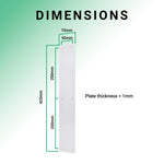 Plain Finger Plate - 425 x 75 x 1.2mm - Radius Corners - Polished Stainless Steel - tradefit - 4