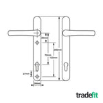 White UPVC Door Handles - 92mm PZ Centres - 122mm Fixing Centres - 245 x 34mm - tradefit - 2