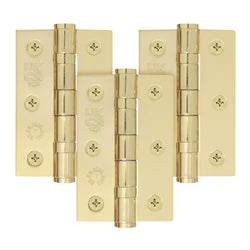 Polished Brass Fire Door Hinges - 3 Inch/76mm - Grade 7 Steel Ball Bearing - Pack of 3 Hinges - tradefit