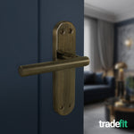 Olbia Antique Brass Lever on Backplate Door Handle Pack – 64mm Latch - tradefit - 6