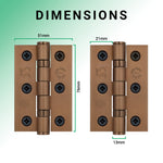 Bronze Fire Door Hinges - 3 Inch/76mm - Grade 7 Steel Ball Bearing - Pair - tradefit - 2