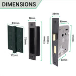 Curly Black Antique Lever on Backplate Bathroom Kit / Pack - 80mm Lock - 76mm Hinges - Black - tradefit - 3