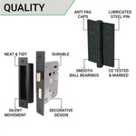 Curly Black Antique Lever on Backplate Bathroom Kit / Pack - 80mm Lock - 76mm Hinges - Black - tradefit - 5