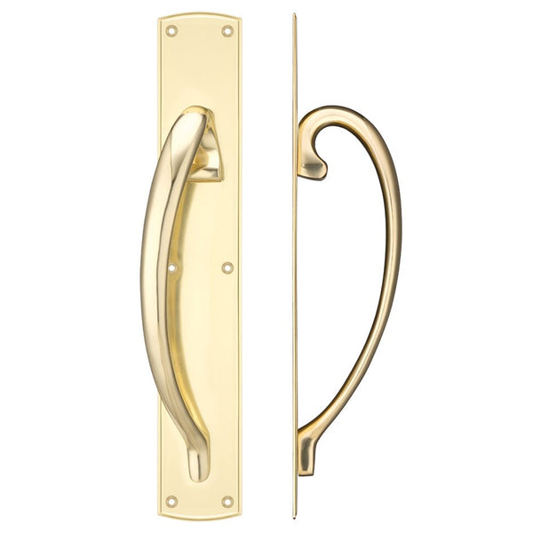 Pull Handle on Backplate - Left Handed - 457 x 76mm - Polished Brass - tradefit - Featured Image