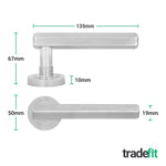 Moreno Satin Nickel Lever on Rose Door Handle Kit - 64mm Latch - tradefit - 4