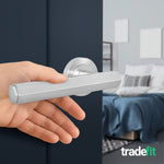 Moreno Satin Nickel Lever on Rose Door Handle Kit - 64mm Latch - tradefit - 6